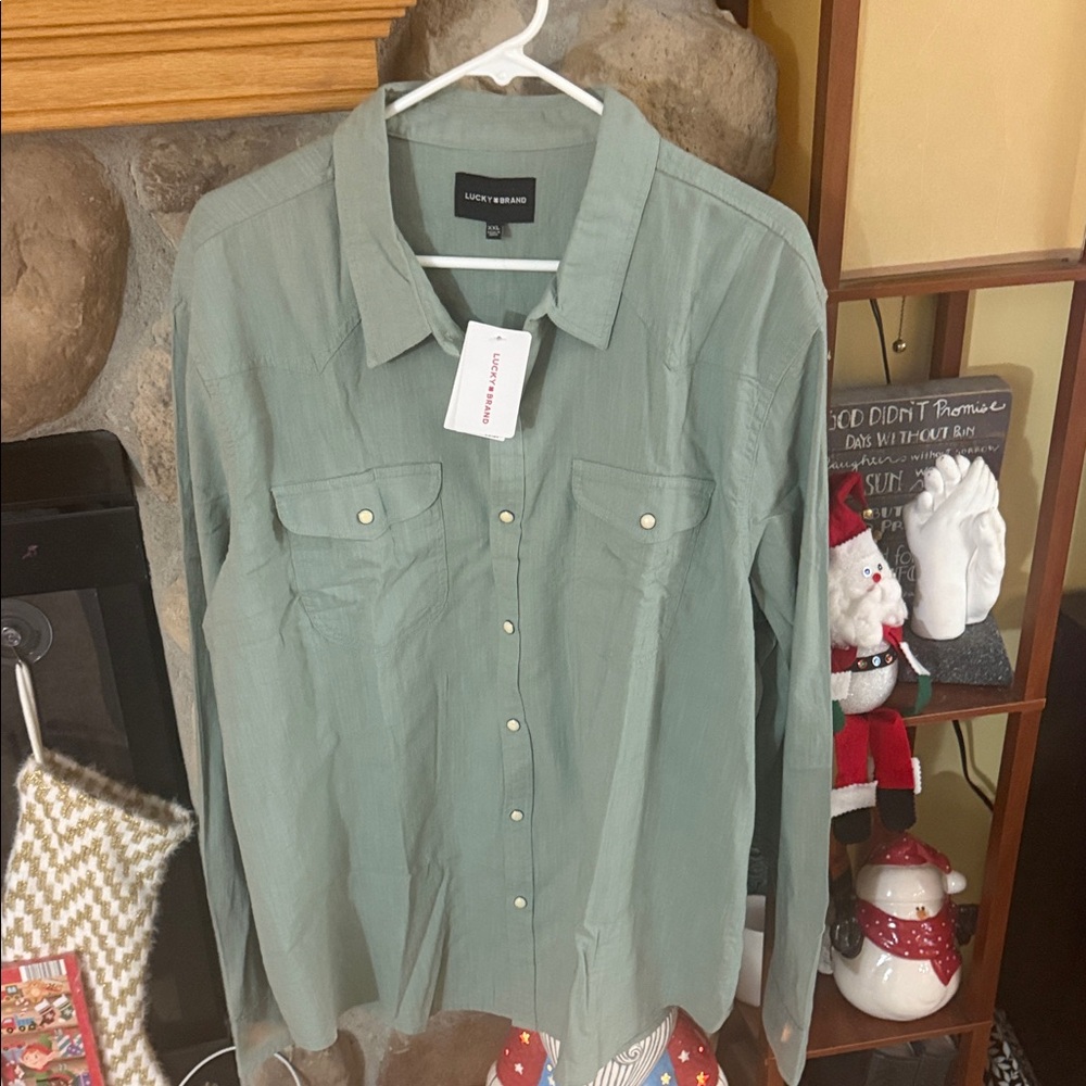 Lucky Brand Sage Green snap button long sleeve xxl nwt